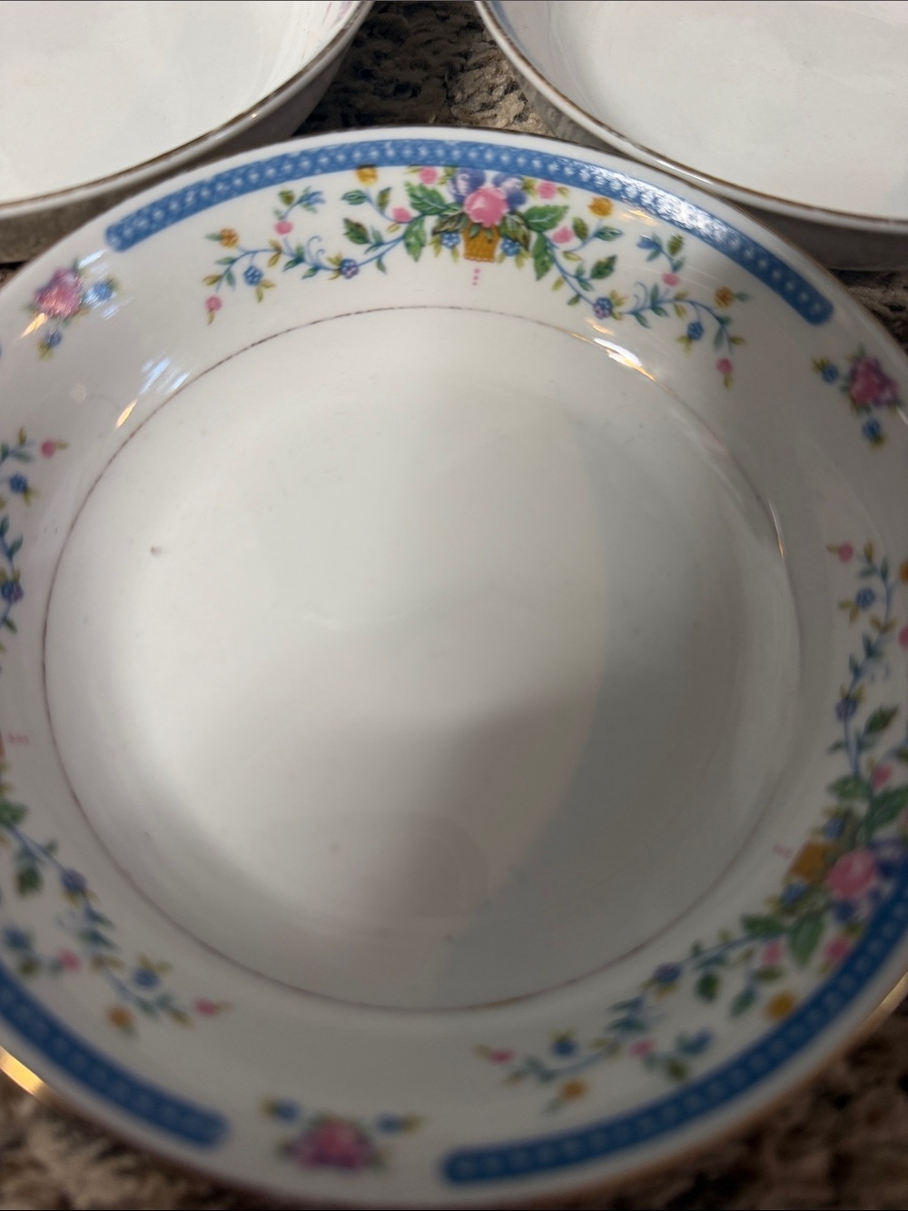 Vtg China pearl Flower dish set of 3